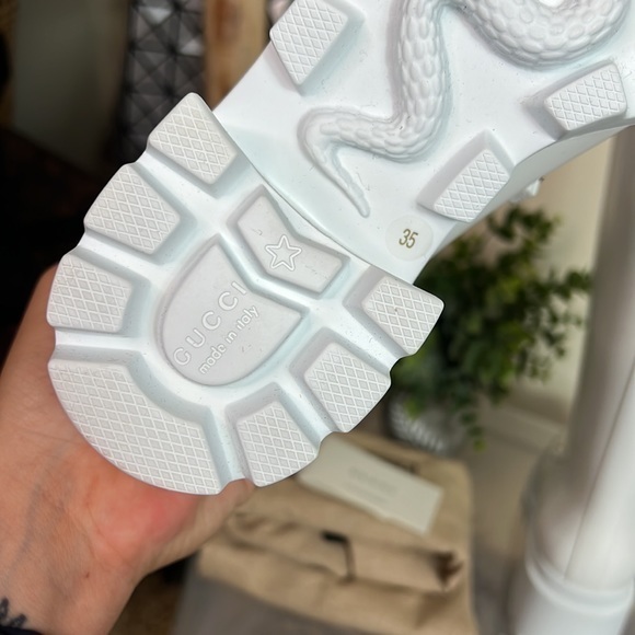 New Gucci Trip Horsebit-detailed Rubber Rain Boots White Size 35 - Picture 10 of 10